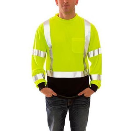 Job Sight&153; Class 3 Black Front T-Shirt, Pullover, Lime, Polyester, 2XL -  TINGLEY, S75622.2X